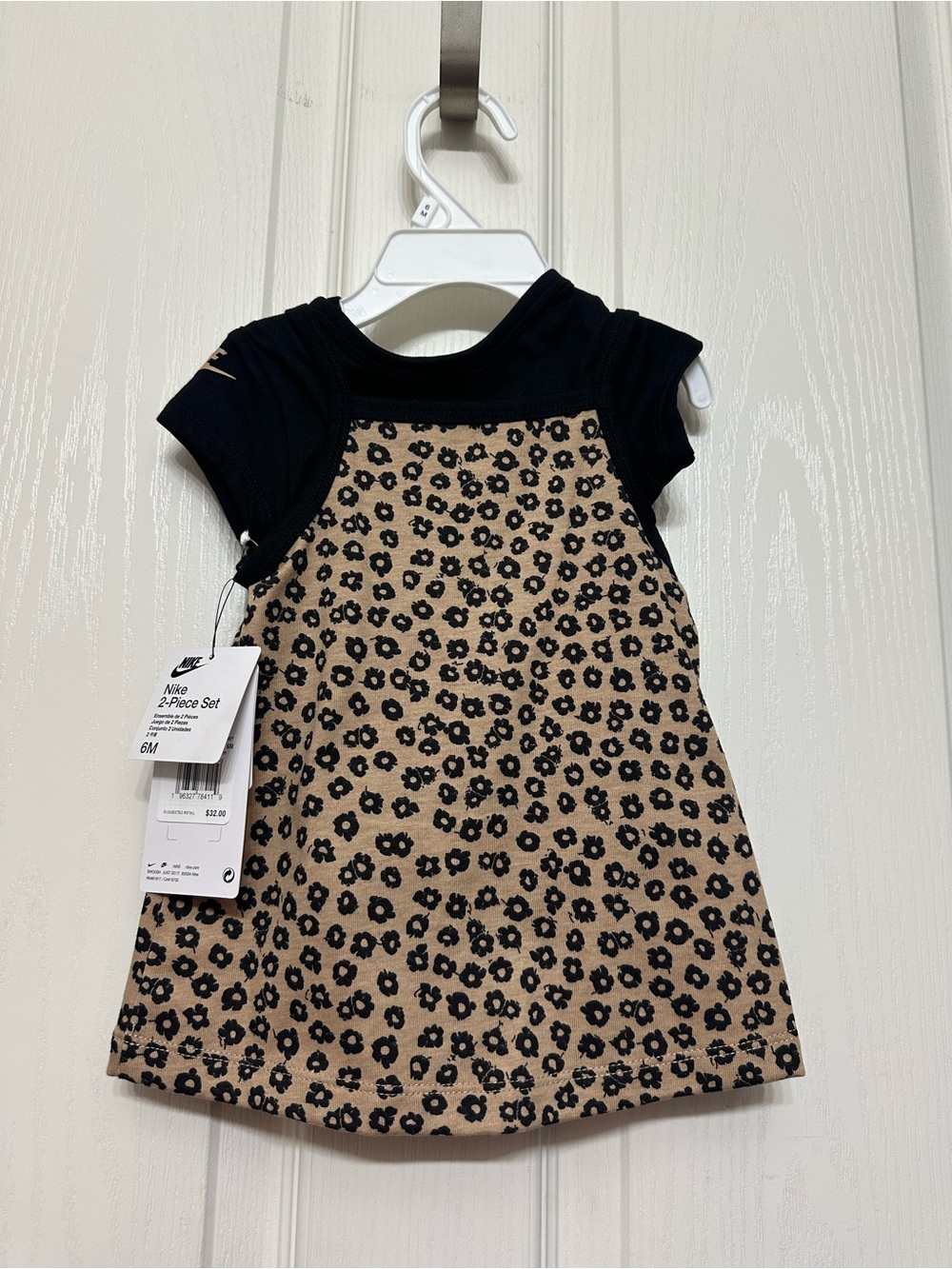 Baby Girls Nike Black and Tan Leopard Print Girls Dress- Size 6 Months - Picture 3 of 3